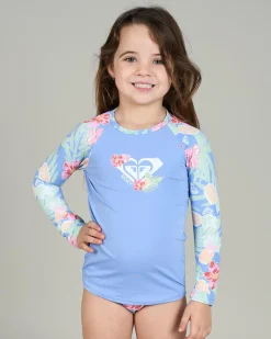 Rash Vests|Toddlers*Roxy Toddlers' Tropical Story Long Sleeve Rashie Set Grapemist Tropical Par Tay