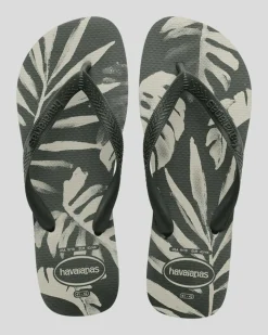 Flip Flops & Sandals*Havaianas Top Aloha Thongs Green Olive/green Olive