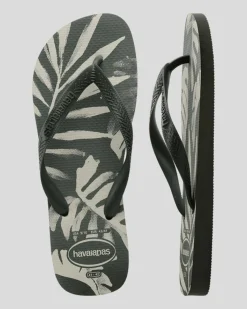 Flip Flops & Sandals*Havaianas Top Aloha Thongs Green Olive/green Olive