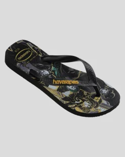 Flip Flops & Sandals*Havaianas Top Herois DC Batman Thongs Black/black/yellow Daffodil