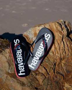 Flip Flops & Sandals*Havaianas Top Logomania 2 Thongs Black/ruby Red