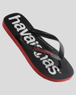 Flip Flops & Sandals*Havaianas Top Logomania 2 Thongs Black/ruby Red
