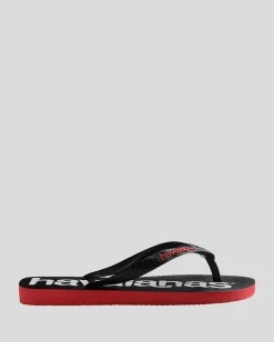 Flip Flops & Sandals*Havaianas Top Logomania 2 Thongs Black/ruby Red