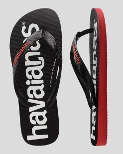 Flip Flops & Sandals*Havaianas Top Logomania 2 Thongs Black/ruby Red