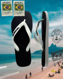 Flip Flops & Sandals*Havaianas Top Original Remix Thongs Black