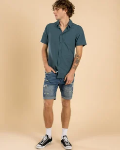 Denim|Shorts & Bottoms*Lucid Torn Denim Walk Shorts Mid Blue