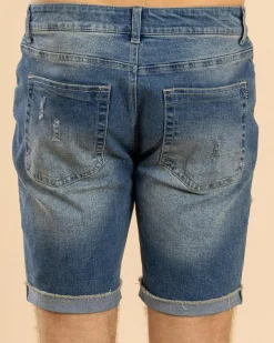Denim|Shorts & Bottoms*Lucid Torn Denim Walk Shorts Mid Blue