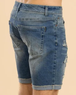 Denim|Shorts & Bottoms*Lucid Torn Denim Walk Shorts Mid Blue