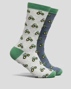 Socks*John Deere Tractor Row Fashion Socks Crew 2 Pack Multi