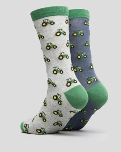 Socks*John Deere Tractor Row Fashion Socks Crew 2 Pack Multi