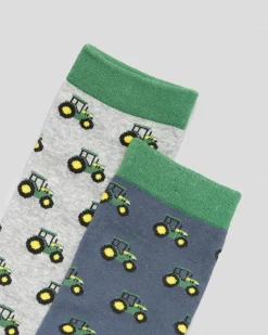 Socks*John Deere Tractor Row Fashion Socks Crew 2 Pack Multi