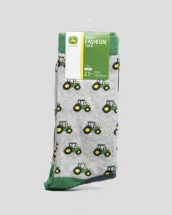 Socks*John Deere Tractor Row Fashion Socks Crew 2 Pack Multi