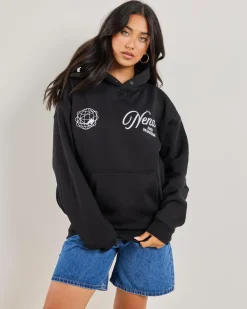 Jumpers & Hoodies*Nena & Pasadena Treaty Box Fit Hoodie Jet Black