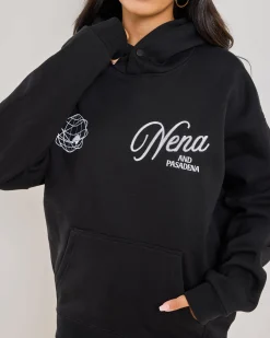 Jumpers & Hoodies*Nena & Pasadena Treaty Box Fit Hoodie Jet Black