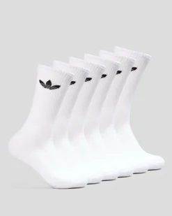 Socks|Socks*adidas Trefoil Crew Socks 6 Pack White