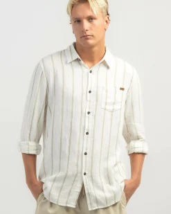 Tops & T-Shirts|Linen Blend*Skylark Trilogy Long Sleeve Shirt White/tan