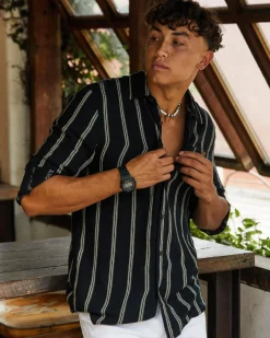 Tops & T-Shirts|Linen Blend*Skylark Trilogy Long Sleeve Shirt Black/white