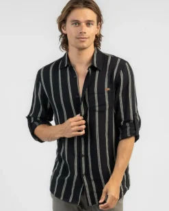 Tops & T-Shirts|Linen Blend*Skylark Trilogy Long Sleeve Shirt Black/white