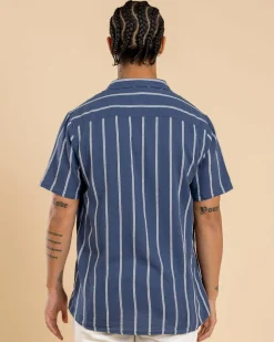 Tops & T-Shirts*Skylark Trinity Short Sleeve Shirt Washed Navy/white