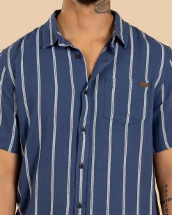 Tops & T-Shirts*Skylark Trinity Short Sleeve Shirt Washed Navy/white