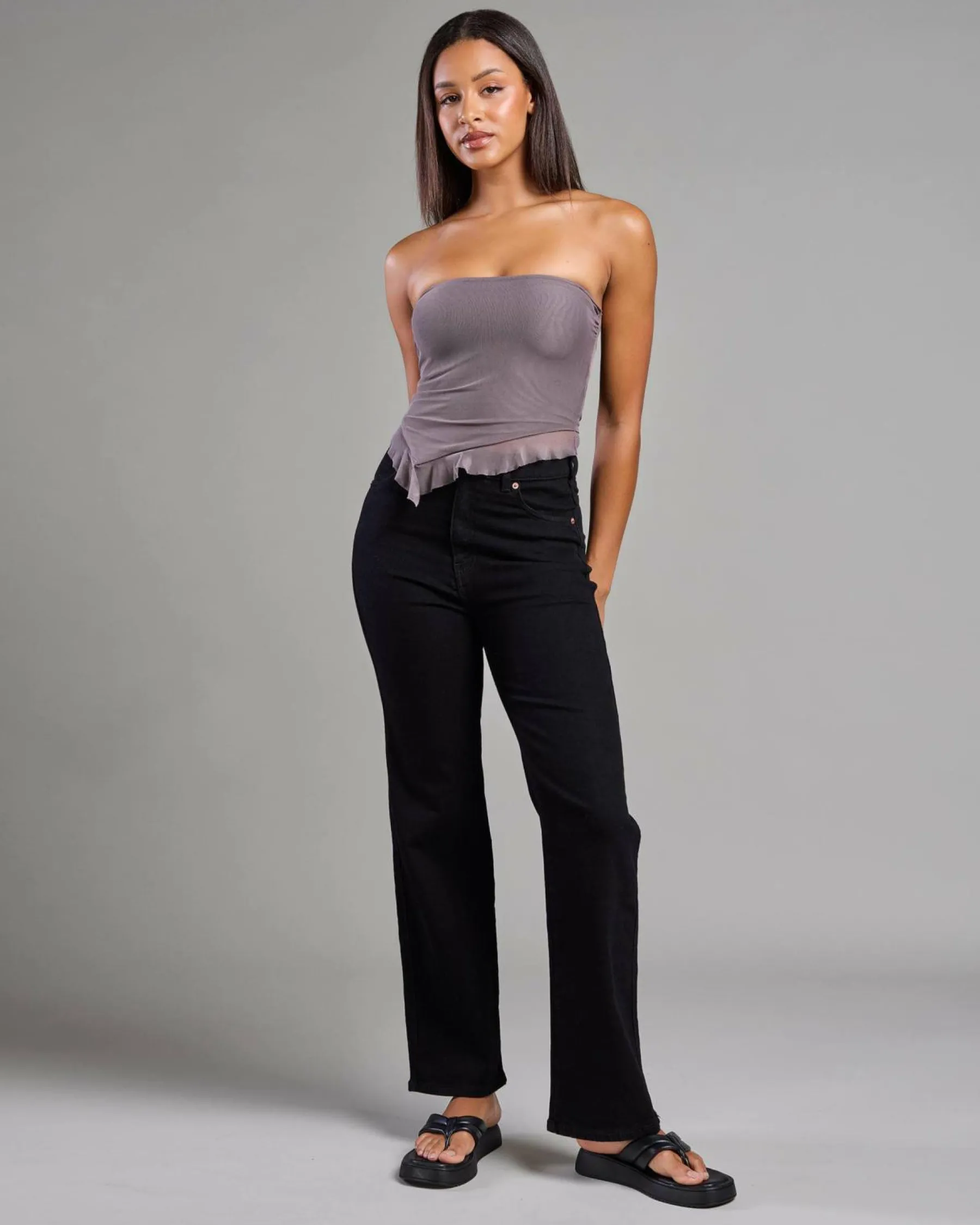 Tops*Ava And Ever Troy Mesh Tube Top Grey