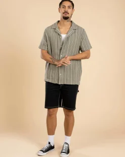 Tops & T-Shirts*RVCA Vacancy Stripe Short Sleeve Shirt Light Olive