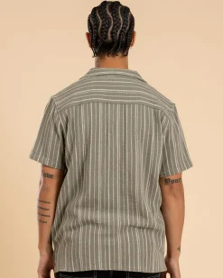 Tops & T-Shirts*RVCA Vacancy Stripe Short Sleeve Shirt Light Olive