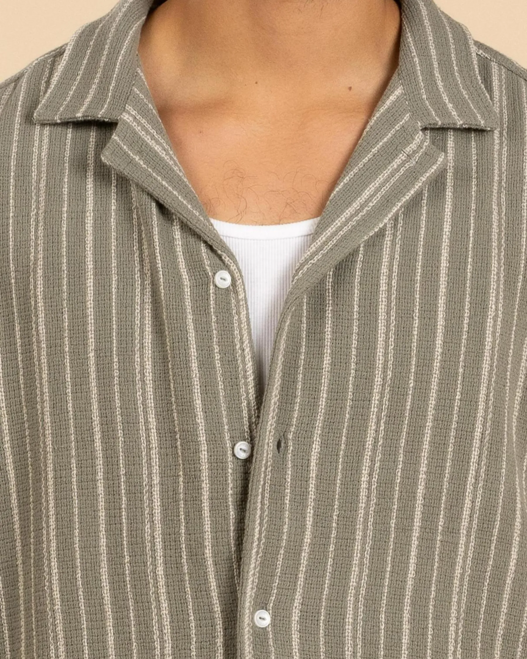 Tops & T-Shirts*RVCA Vacancy Stripe Short Sleeve Shirt Light Olive