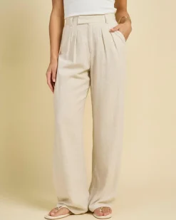 Sets|Linen Blend*Mooloola Vanessa Pants Natural Marle