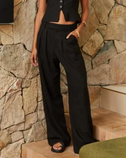 Sets|Linen Blend*Mooloola Vanessa Pants Black