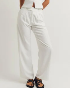 Sets|Linen Blend*Mooloola Vanessa Pants White