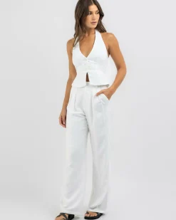 Sets|Linen Blend*Mooloola Vanessa Pants White