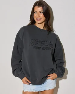 Jumpers & Hoodies*Rip Curl Varsity Sports Crewneck Sweatshirt Washed Black