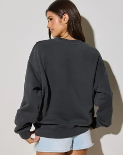 Jumpers & Hoodies*Rip Curl Varsity Sports Crewneck Sweatshirt Washed Black