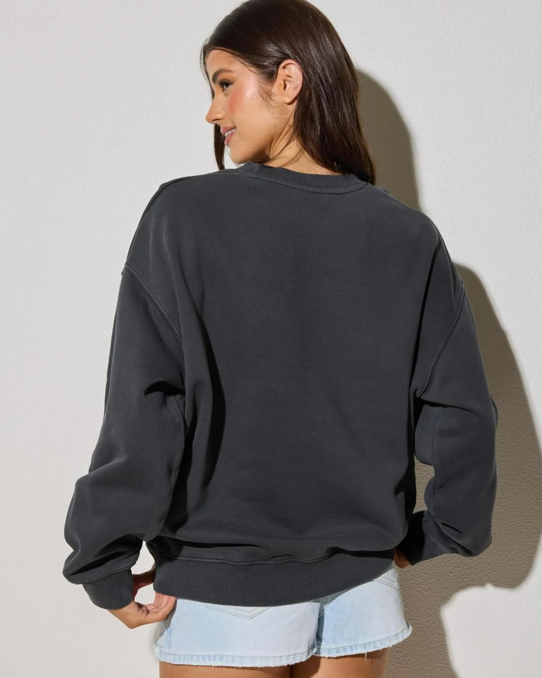 Jumpers & Hoodies*Rip Curl Varsity Sports Crewneck Sweatshirt Washed Black