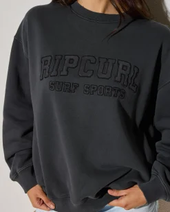 Jumpers & Hoodies*Rip Curl Varsity Sports Crewneck Sweatshirt Washed Black