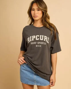 Tops*Rip Curl Varsity Sports Heritage T-Shirt Washed Black
