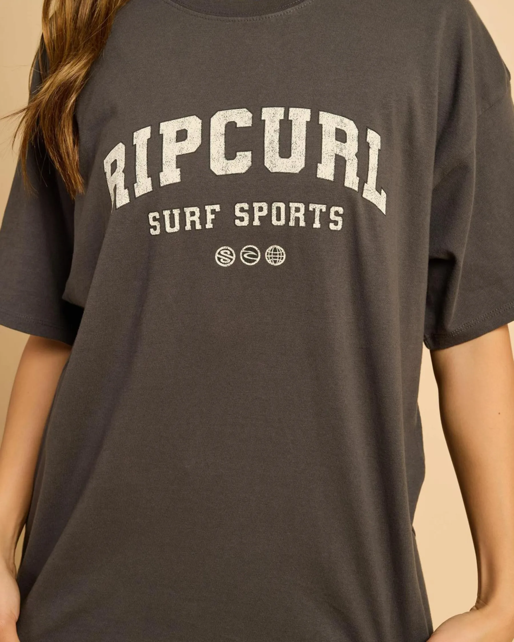 Tops*Rip Curl Varsity Sports Heritage T-Shirt Washed Black