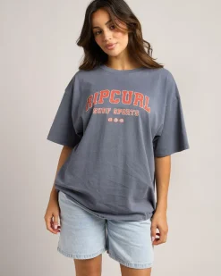 Tops*Rip Curl Varsity Sports Heritage T-Shirt Blue Grey