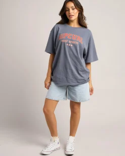 Tops*Rip Curl Varsity Sports Heritage T-Shirt Blue Grey