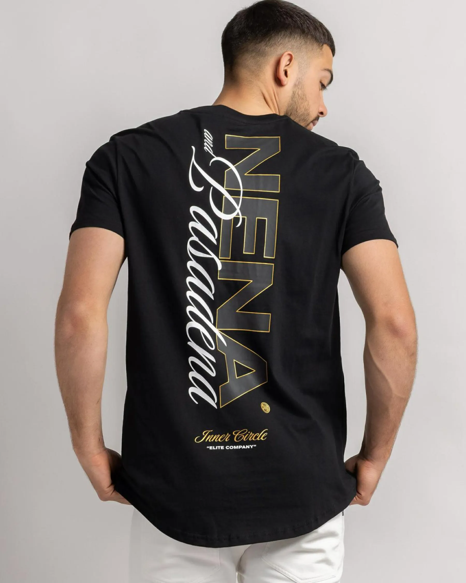 Tops & T-Shirts*Nena & Pasadena Veered Dual Curved T-Shirt Jet Black