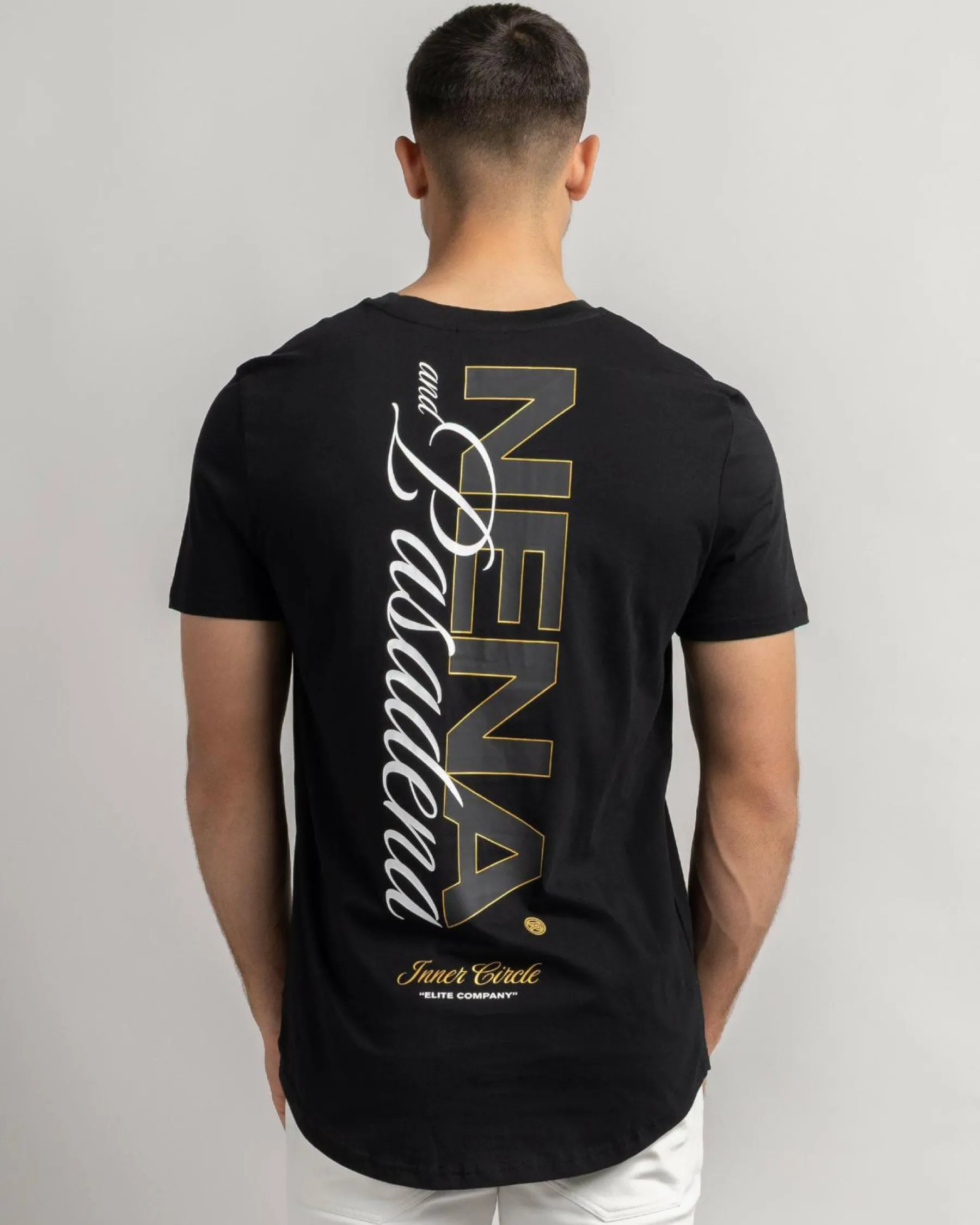 Tops & T-Shirts*Nena & Pasadena Veered Dual Curved T-Shirt Jet Black
