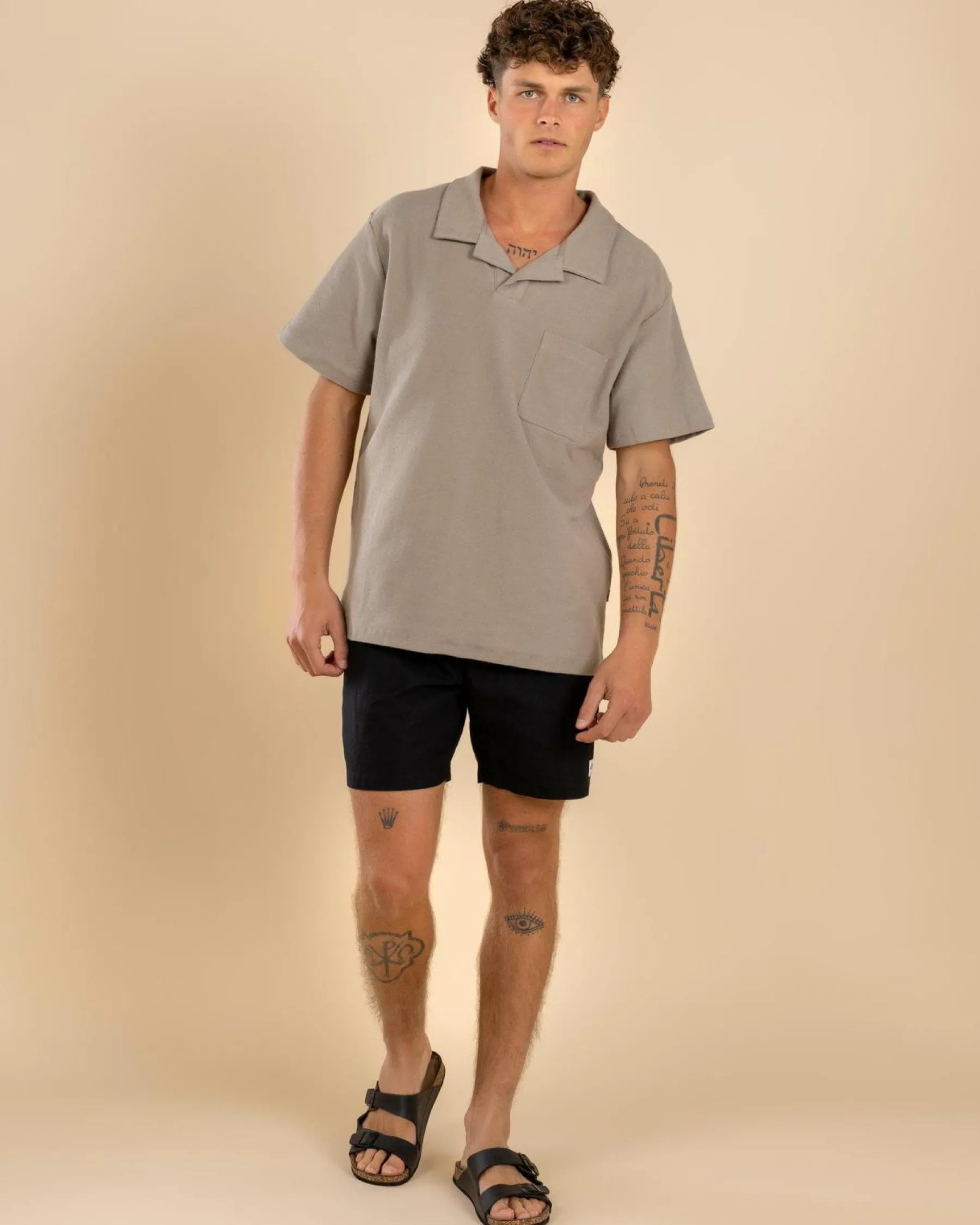 Tops & T-Shirts*Rhythm Vintage Terry Polo Shirt Stone