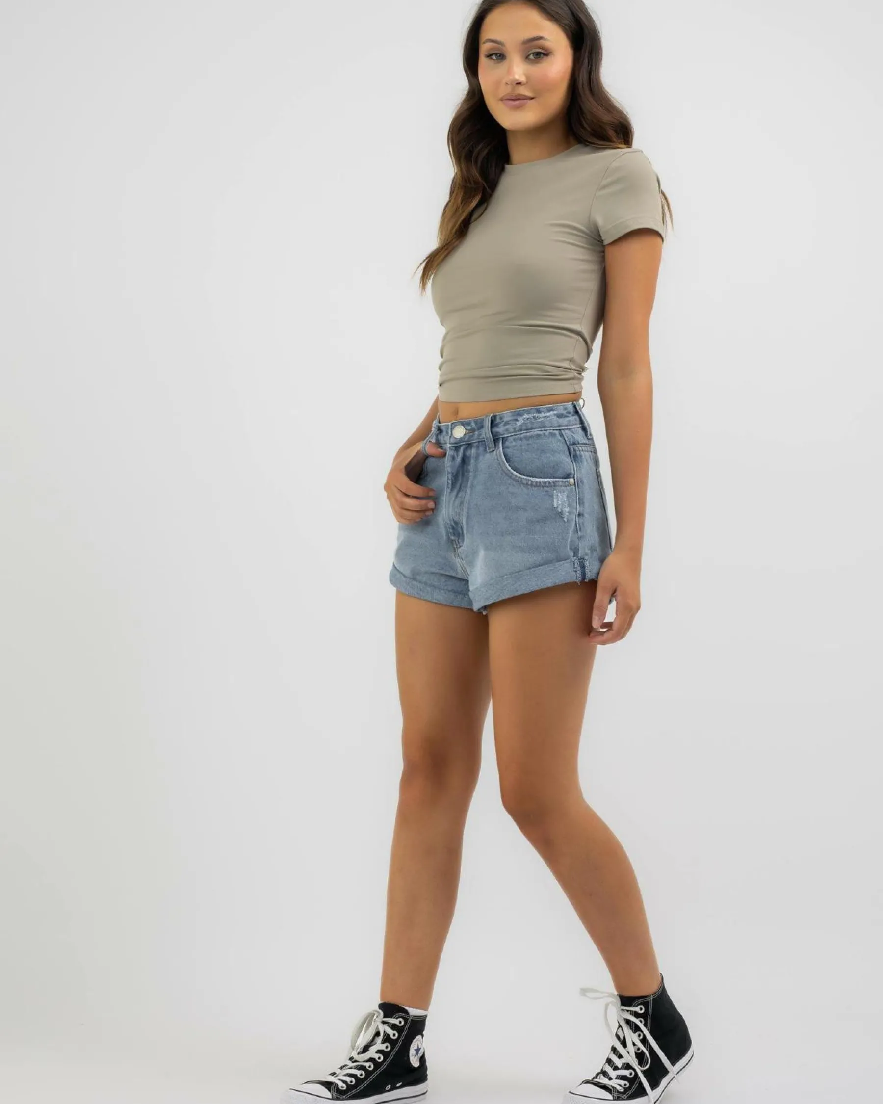 Denim|Bottoms*Country Denim Virginia Denim Shorts Mid Blue