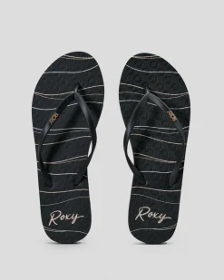 Flip Flops*Roxy Viva Stamp II Thongs Black/gold