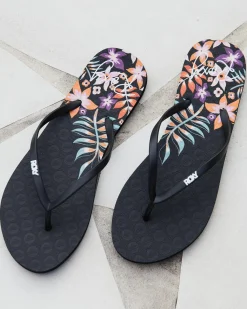 Flip Flops*Roxy Viva Stamp Thongs Black/floral