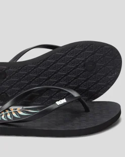 Flip Flops*Roxy Viva Stamp Thongs Black/floral