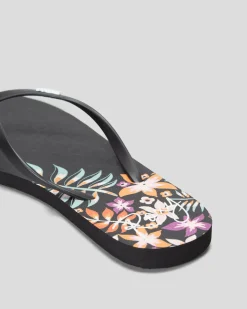 Flip Flops*Roxy Viva Stamp Thongs Black/floral