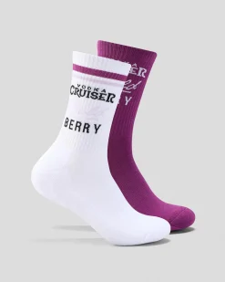 Socks*FOOT-IES Vodka Cruiser Bold Berry Sneaker Sock 2 Pack White/berry