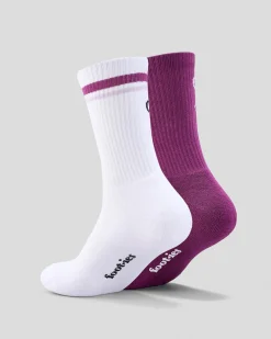 Socks*FOOT-IES Vodka Cruiser Bold Berry Sneaker Sock 2 Pack White/berry